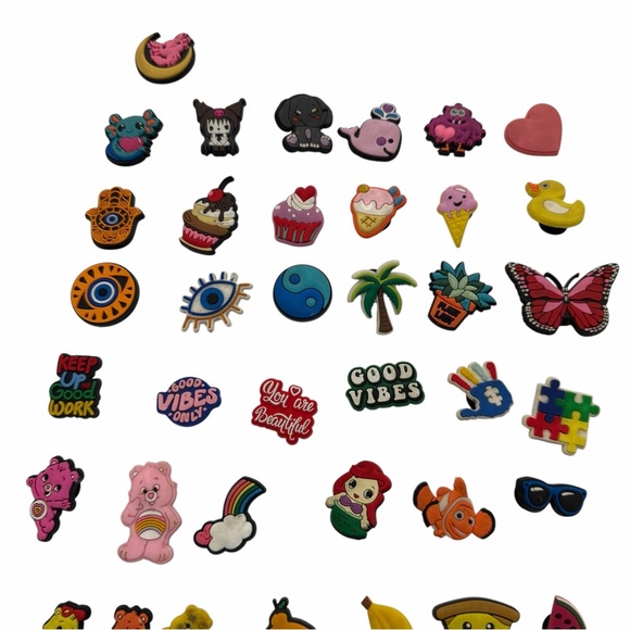 Large Jibbitz Charm Lot Crocs Shoe Charms Rainbow Food Animals Good Vibes - Picture 6 of 16
